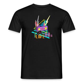 J'adore les années 80 j'aime la fête des années 80 stéréo - T-shirt homme - noir - Devant - AI Model Male 178 light (178cm)