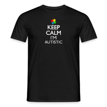 Gardez le calme, je suis un cadeau autistique - T-shirt homme - noir - Devant - AI Model Male 178 light (178cm)