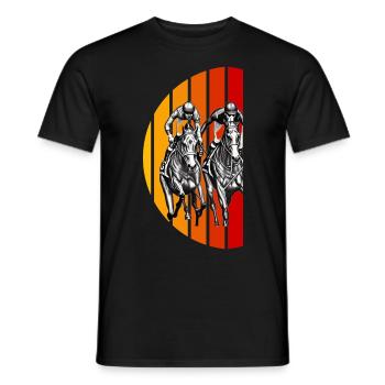 Pferderennen Vintage Zeichnung Sonnenuntergang - Männer T-Shirt - Schwarz - Vorne - AI Model Male 178 light (178cm)