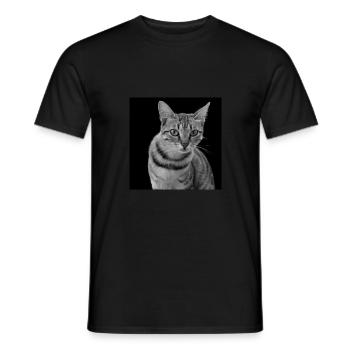 Cat white-black Cat black and white - Men's T-Shirt - black - Front - AI Model Male 178 light (178cm)