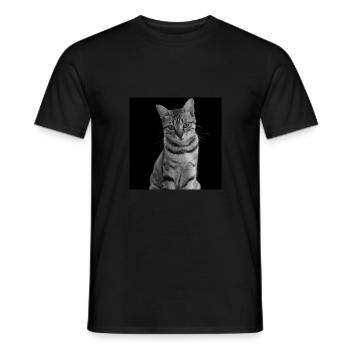 Cat white-black Cat black and white - Men's T-Shirt - black - Front - AI Model Male 178 light (178cm)