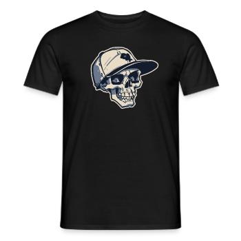 Totenkopf mit Snapback Hut (Stroke) - Männer T-Shirt - Schwarz - Vorne - AI Model Male 178 light (178cm)