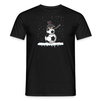 Football tamponnant bonhomme de neige Artsy Noël hiver cadeau - T-shirt homme - noir - Devant - AI Model Male 178 light (178cm)