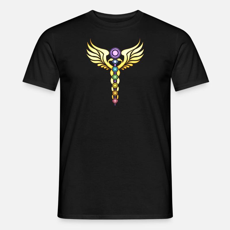 Chakra Caduceus Yoga Meditation - Männer T-Shirt - Schwarz