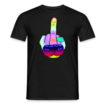 Stinkefinger Fuck you Kirsche Cherry - Männer T-Shirt - Schwarz - Vorne - AI Model Male 178 light (178cm)
