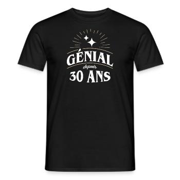 Génial depuis 30 ans - T-shirt homme - noir - Devant - AI Model Male 178 light (178cm)