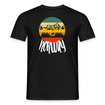 Norwegische Natur Hirsch Retro Norwegen - Männer T-Shirt - Schwarz - Vorne - AI Model Male 178 light (178cm)