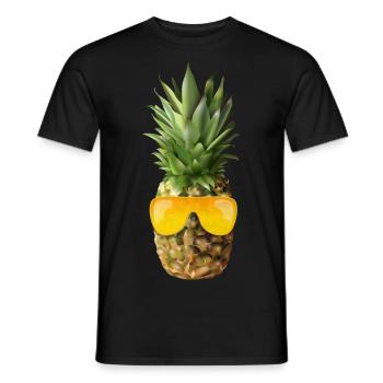 Hipster Ananas trägt goldene Sonnenbrille - Männer T-Shirt - Schwarz - Vorne - AI Model Male 178 light (178cm)