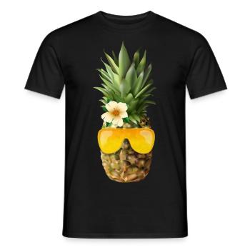 Ananas mit goldenem Brillengestell - Männer T-Shirt - Schwarz - Vorne - AI Model Male 178 light (178cm)