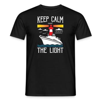 Restez calme et cherchez le phare de lumière - T-shirt homme - noir - Devant - AI Model Male 178 light (178cm)