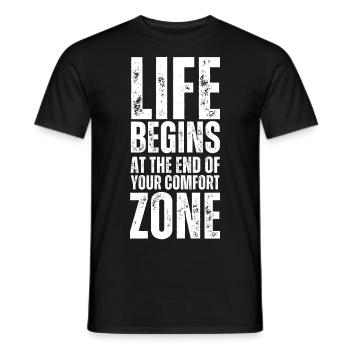 Life begins at the end of your comfort Zone. Sport - Männer T-Shirt - Schwarz - Vorne - AI Model Male 178 light (178cm)