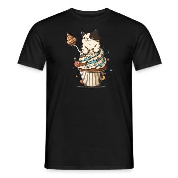 Cupcake Cat - Men's T-Shirt - black - Front - AI Model Male 178 light (178cm)