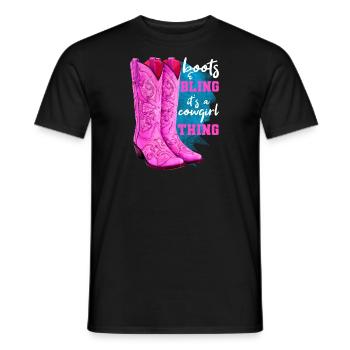 Stiefel und Bling - Männer T-Shirt - Schwarz - Vorne - AI Model Male 178 light (178cm)