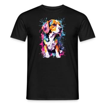 Beagle Dog Breed Dog Watercolors Neon Color Cool - Men's T-Shirt - black - Front - AI Model Male 178 light (178cm)