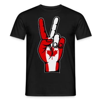 Canada Flag Peace Victory Symbol - Men's T-Shirt - black - Front - AI Model Male 178 light (178cm)