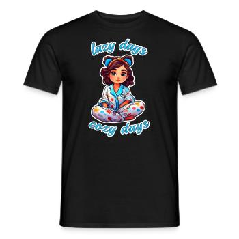 Anime Girl im Schlafanzug lazy days, cosy nights - Männer T-Shirt - Schwarz - Vorne - AI Model Male 178 light (178cm)