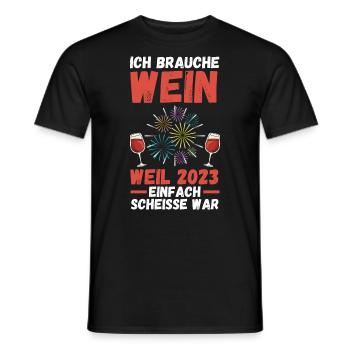 Neujahr Wein Feuerwerk Silvester 2024 - Männer T-Shirt - Schwarz - Vorne - AI Model Male 178 light (178cm)