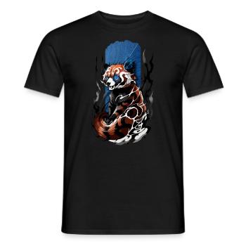Éclat énigmatique : Panda roux aux yeux bleus - T-shirt homme - noir - Devant - AI Model Male 178 light (178cm)