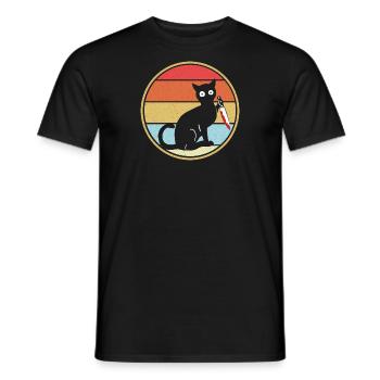 Drôle de chat avec couteau - T-shirt homme - noir - Devant - AI Model Male 178 light (178cm)
