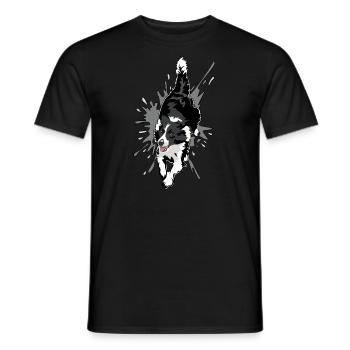 Border Collie in Aktion - Männer T-Shirt - Schwarz - Vorne - AI Model Male 178 light (178cm)