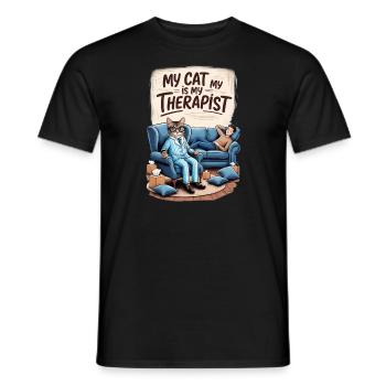 Cat Therapist - Men's T-Shirt - black - Front - AI Model Male 178 light (178cm)