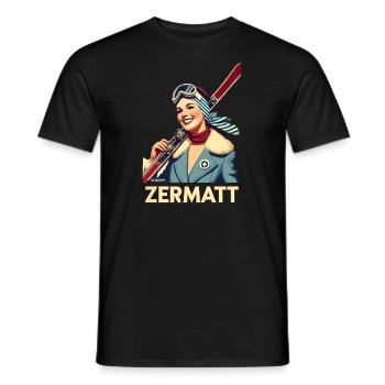 Ski rétro style de vie design vintage Zermatt Edition - T-shirt homme - noir - Devant - AI Model Male 178 light (178cm)