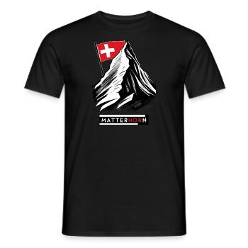 Le Cervin et le drapeau suisse – Alpen-Design - T-shirt homme - noir - Devant - AI Model Male 178 light (178cm)