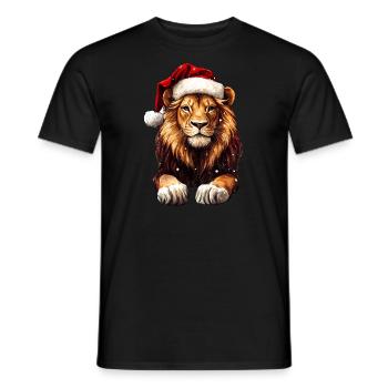 Lion Noël - T-shirt homme - noir - Devant - AI Model Male 178 light (178cm)