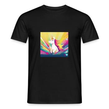 Einhorn Regenbogen Fantasy Design Cartoon - Männer T-Shirt - Schwarz - Vorne - AI Model Male 178 light (178cm)
