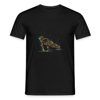 Abstract man doing push-ups - Men's T-Shirt - black - Front - AI Model Male 178 light (178cm)