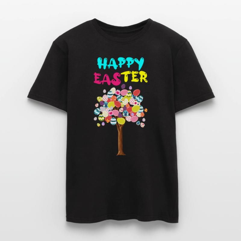 Happy Easter Egg Tree With Easter Rabbit Egg Männer T-Shirt