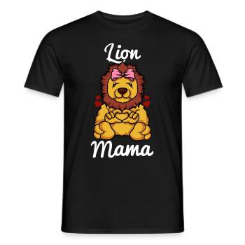 Lion Mama Herz Damen Mädchen Löwen Liebe Löwenmama - Männer T-Shirt - Schwarz - Vorne - AI Model Male 178 light (178cm)