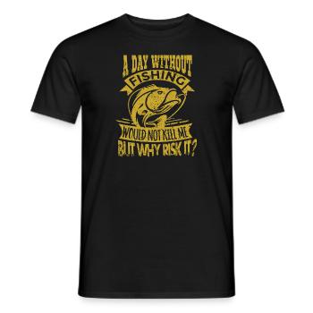 Day without fishing - Men's T-Shirt - black - Front - AI Model Male 178 light (178cm)