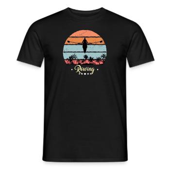 Kayak Aviron Vintage Rétro Sunset Sports - T-shirt homme - noir - Devant - AI Model Male 178 light (178cm)