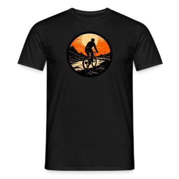 VTT au coucher du soleil - T-shirt homme - noir - Devant - AI Model Male 178 light (178cm)