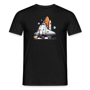 Playful Cartoon Space Shuttle - Men's T-Shirt - black - Front - AI Model Male 178 light (178cm)