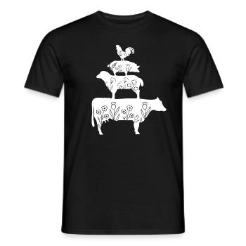 Bauernhof - Tiere - Landwirt - Floral - Männer T-Shirt - Schwarz - Vorne - AI Model Male 178 light (178cm)