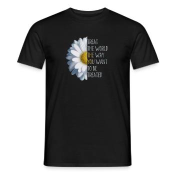 Behandele die Welt gut! Gänseblümchen Klimaschutz - Männer T-Shirt - Schwarz - Vorne - AI Model Male 178 light (178cm)