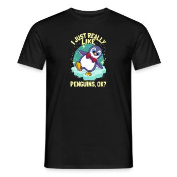 I Just Really Like Penguins Penguin - Men's T-Shirt - black - Front - AI Model Male 178 light (178cm)