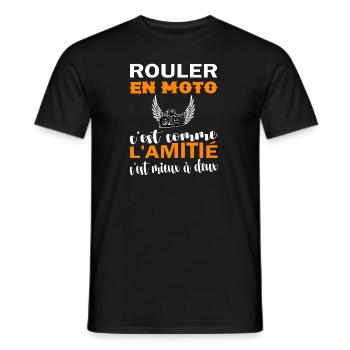 Homme Moto Motard Maillot motarde manche courte - T-shirt homme - noir - Devant - AI Model Male 178 light (178cm)