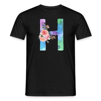 Buchstabe H Aquarell - Männer T-Shirt - Schwarz - Vorne - AI Model Male 178 light (178cm)