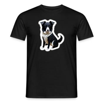 Origami Border Collie Dog - Men's T-Shirt - black - Front - AI Model Male 178 light (178cm)