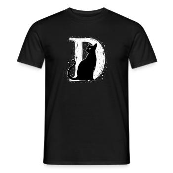 Lettre D avec chat - T-shirt homme - noir - Devant - AI Model Male 178 light (178cm)