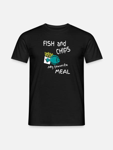 fish and chips my favorite food - Men's T-Shirt - black