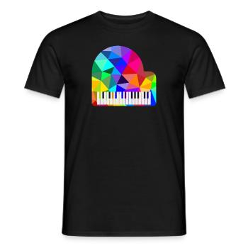 Bunte Regenbogen Klavier Polygon Pianist Rainbow - Männer T-Shirt - Schwarz - Vorne - AI Model Male 178 light (178cm)