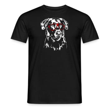 Funny BEAUCERON Glasses Dog Dog Wilsigns - Men's T-Shirt - black - Front - AI Model Male 178 light (178cm)