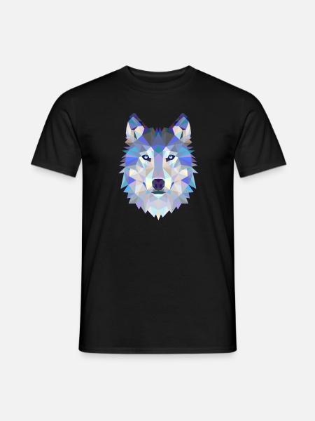 Wolf Hund Polygon 3D Tier Geschenkidee Geometrie - Männer T-Shirt - Schwarz