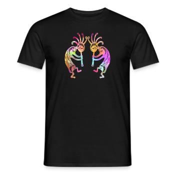 Native American Kokopelli Twins with Ornaments 2 - Männer T-Shirt - Schwarz - Vorne - AI Model Male 178 light (178cm)