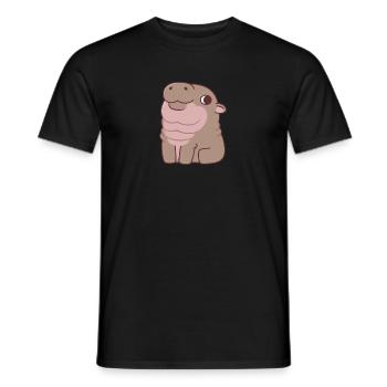 Cute Seated Pygmy Hippo - Men's T-Shirt - black - Front - AI Model Male 178 light (178cm)