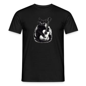 Musician Black Cat Guitarist Bombay Cats - Men's T-Shirt - black - Front - AI Model Male 178 light (178cm)